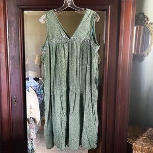 Anthropologie Aida Embroidered Floral Green  Mini dress